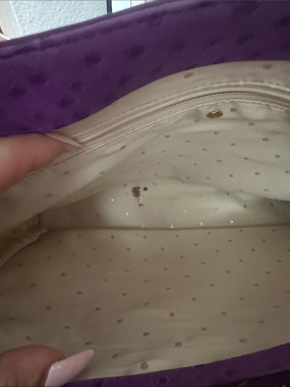 As-is Kate Spade Bristol Drive Purple Ostrich London Tote - Picture 9 of 15
